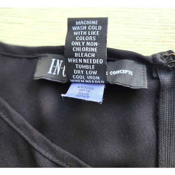 TOP/BLOUSE-INC INT'L CONCEPTS-Black-Sheer-Back Zipper-Open Flowing Sleeves-SZ 16 - Picture 10 of 16